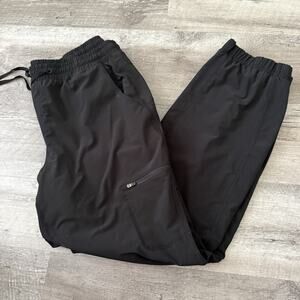 Eddie Bauer Fleece-Lined Cargo Joggers Womens 12 Black Elastic Waist Pockets